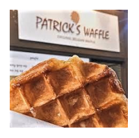 Logo of the waffle shop Patrick Waffle, a waffle shop located in South Korea.
